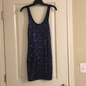 Blue sequin dress